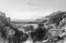 Thiers dans le Puy de Dôme vers 1850 - gravure de Thomas Allom, reproduite puis restaurée numériquement par © Norbert Pousseur