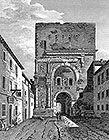 La porte noire de Besançon vers 1825 - gravure reproduite et retouchée par © Norbert Pousseur