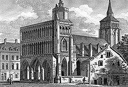 Pour zoom, L'église Notre Dame de Dijon vers 1825 - gravure reproduite et retouchée par © Norbert Pousseur