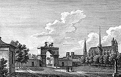 Pour zoom,  Porte St Guillaume de Dijon en 1825 - gravure reproduite et retouchée par © Norbert Pousseur