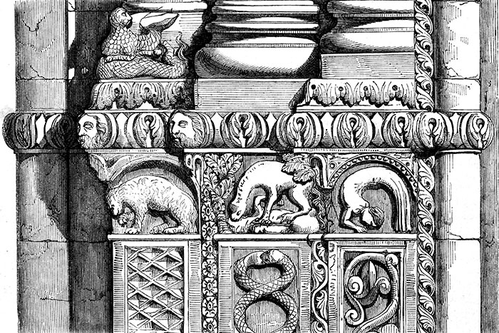 Gravure des sculptures du portail de l'église d'Avallon - © Norbert Pousseur