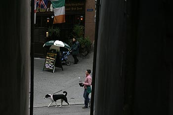 Passant avec chien en coin de rue - Baden - © Norbert Pousseur