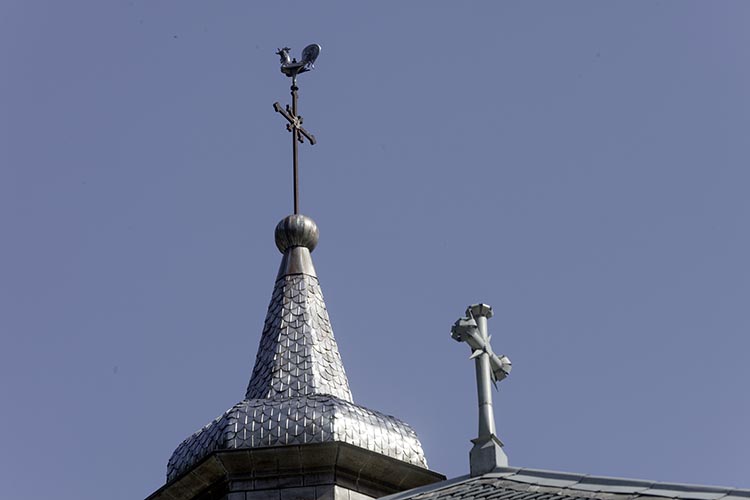 Les Contamines-Montjoie : Le clocher de l'église de Notre-Dame de la Gorge © Norbert Pousseur Les Contamines-Montjoie : Le clocher de l'église de Notre-Dame de la Gorge © Norbert Pousseur