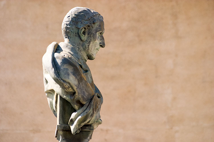 Visage de profil  de la tête sculptée de Louis Braille à  Coupvray - © Norbert Pousseur