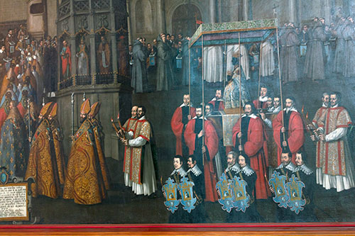 Partie gauche du tableau-ex-voto relatif à la peste de 1630 dans la cathédrale du Puy en Velay - © Norbert Pousseur