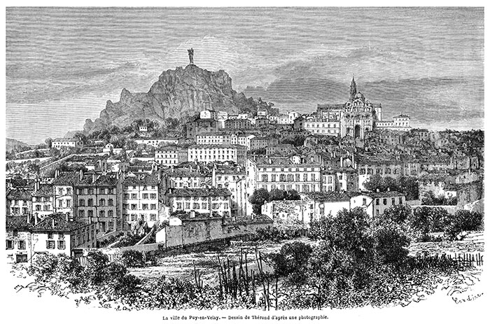 Vue générale du Puy en Velay en 1866 - reproduction © Norbert Pousseur