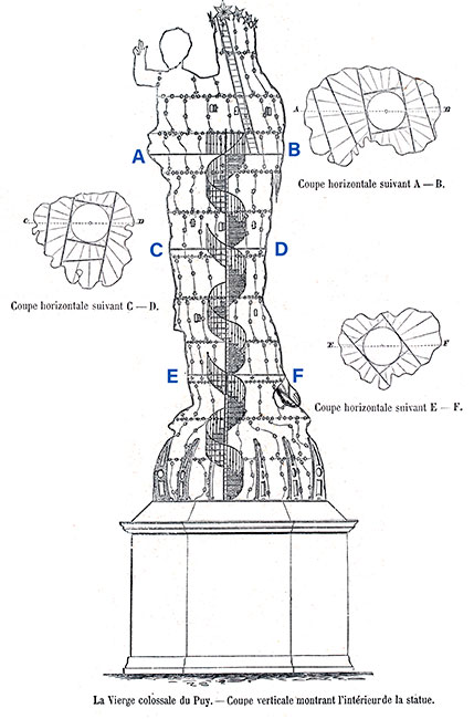 Gravure-plan de la Vierge du Puy en Velay - reproduction © Norbert Pousseur