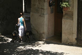 Ruelle et jeune fille aux chiens aux Arcs sur Argens - © Norbert Pousseur