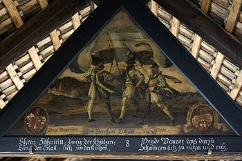 Trois porteurs de drapeaux en 1743 - Lucerne en Suisse - © Norbert Pousseur