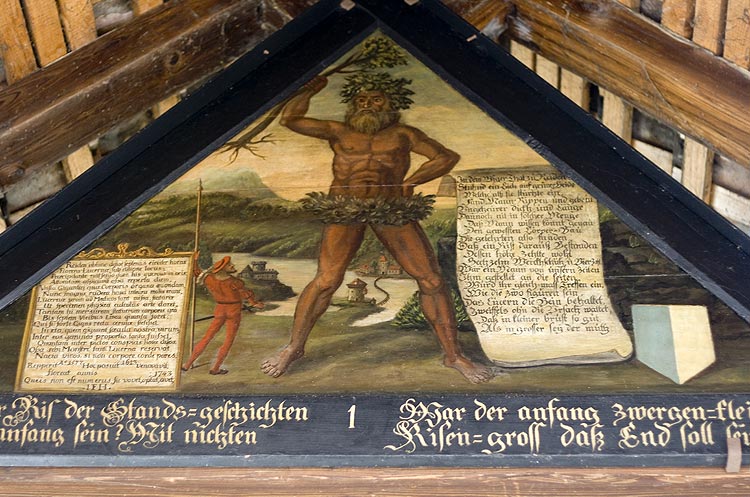 Dieu barbu et helvète - Tableau du pont de la Chapelle de Lucerne - © Norbert Pousseur