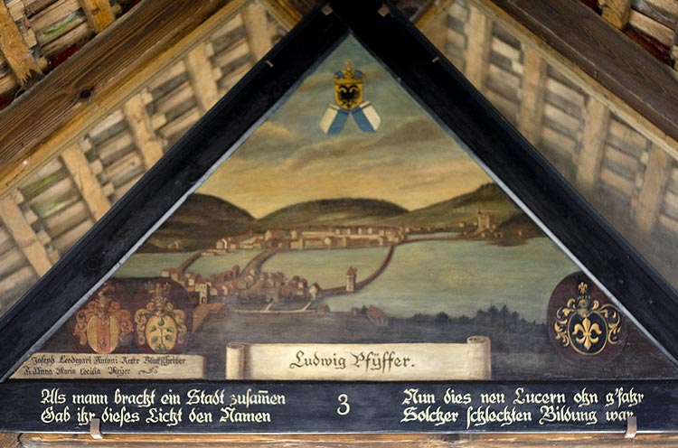 Dieu barbu et helvète - Tableau du pont de la Chapelle de Lucerne - © Norbert Pousseur