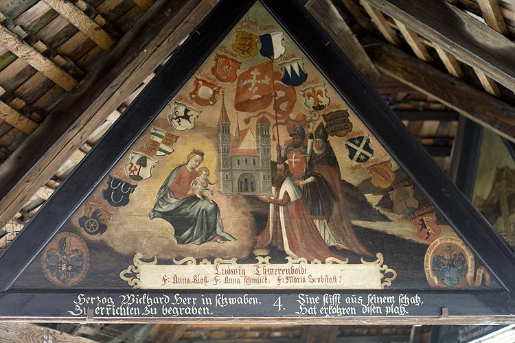 Fondation du couvent au Hof. - Tableau du pont de la Chapelle de Lucerne - © Norbert Pousseur