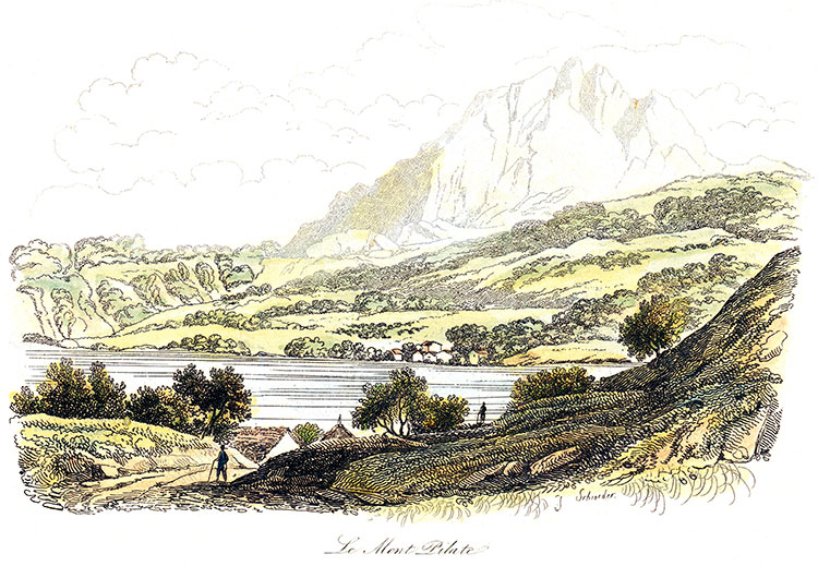 Le Mont Pilate, vers 1830 - gravure reproduite et resataurée numériquement par - © Norbert Pousseur