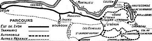 Carte du chemin de fer de l'Est de Lyon en 1931