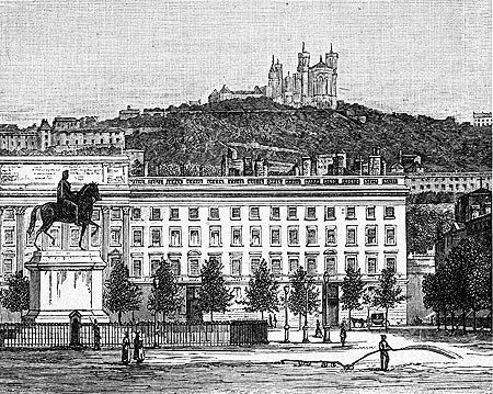 Place Bellecour de Lyon en 1900 - reproduction Norbert Pousseur