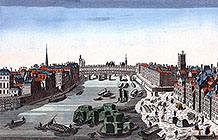 Paris - Pont Notre-Dame vers  1750 - Gravure  reproduite puis restaurée par © Norbert Pousseur