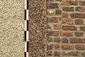 Briques et crépis de graviers de couleur - Rebecq en Belgique - © Norbert Pousseur