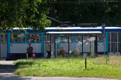 Trolley à un arrêt - Riga - © Norbert Pousseur