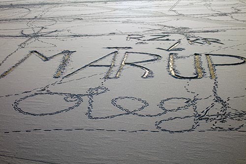 Message tracé sur la glace - Riga - © Norbert Pousseur
