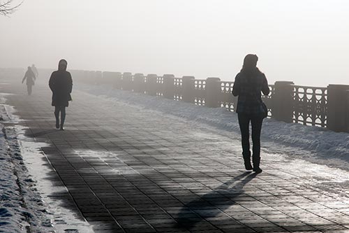 Quais de la Dugava sous la brume d'hiver - Riga - © Norbert Pousseur