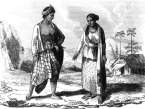 Zoom sur Couple de malais à Singapour vers 1827 - gravure reproduite et restaurée numériquement par © Norbert Pousseur