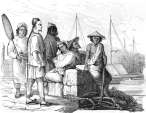 Zoom sur Le quartier malais de Singapour vers 1832 - gravure reproduite et restaurée numériquement par © Norbert Pousseur