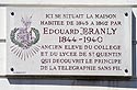Plaque de la maison d'édourd Branly - St-Quentin - © Norbert Pousseur