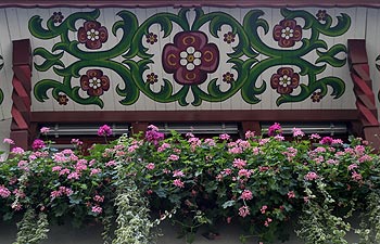 Décor d'avant-toit au motif fleuri de maison d'Aarau - © Norbert Pousseur