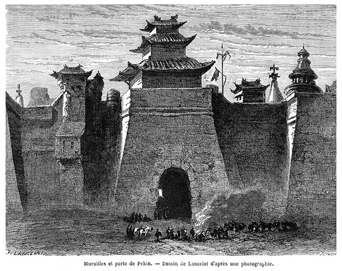 Porte de Pékin - Gravure de 1864 reproduite puis restaurée par  © Norbert Pousseur