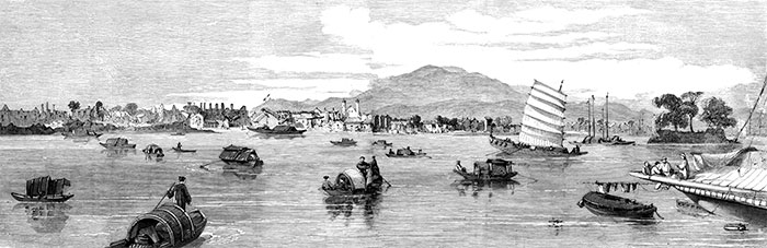 Le port de Canton vers 1860 - reproduction © Norbert Pousseur