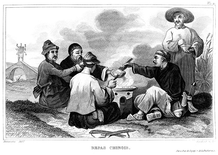 En Chine, reaps de paysans - gravure de 1858 par Demoraine, reproduite puis restaurée par  © Norbert Pousseur